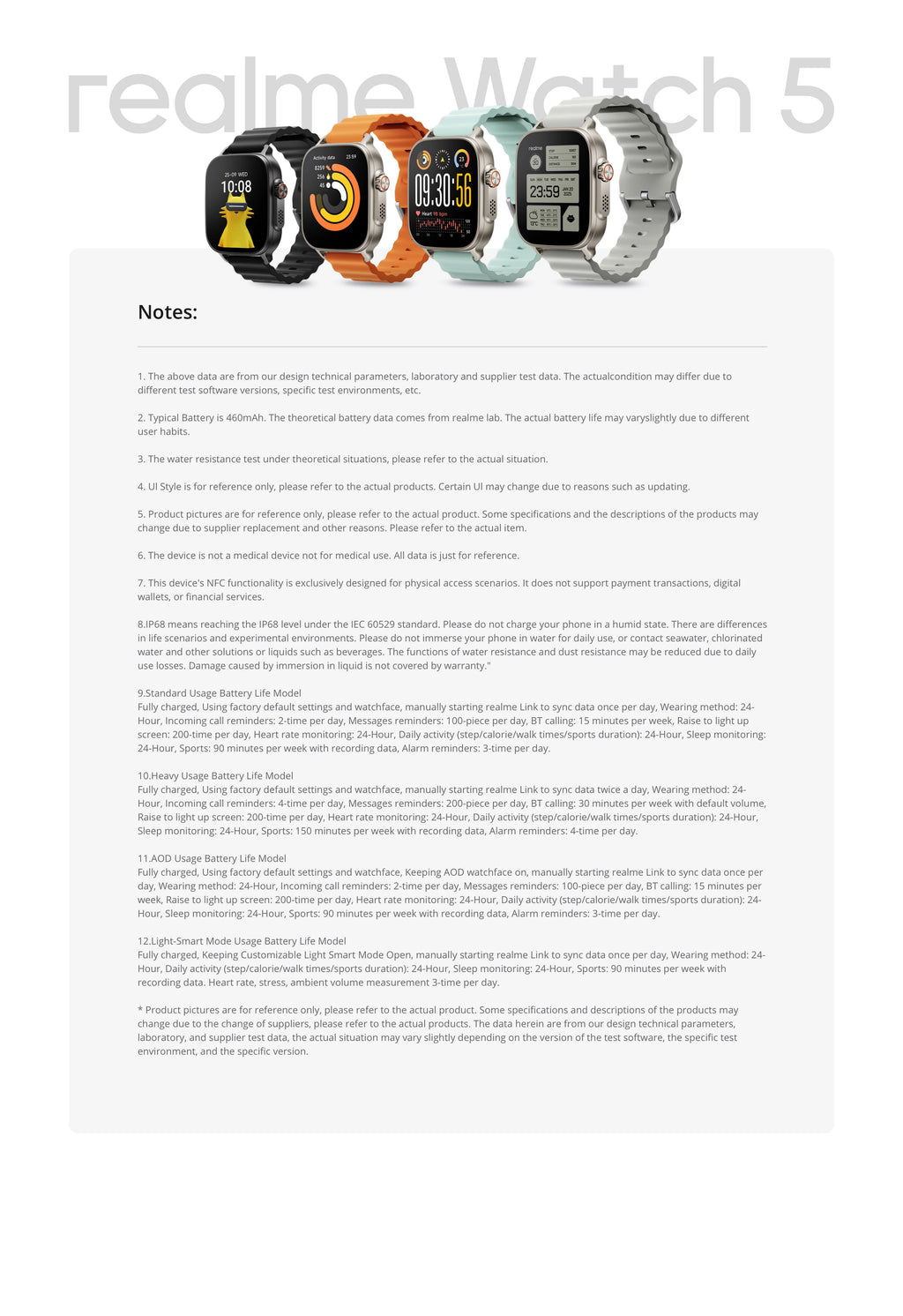 realme Watch 5 Smart Watch Global Version 1.97" AMOLED Display Sports & Health Monitoring 14-day Battery Life IP68 Bluetooth 5.3