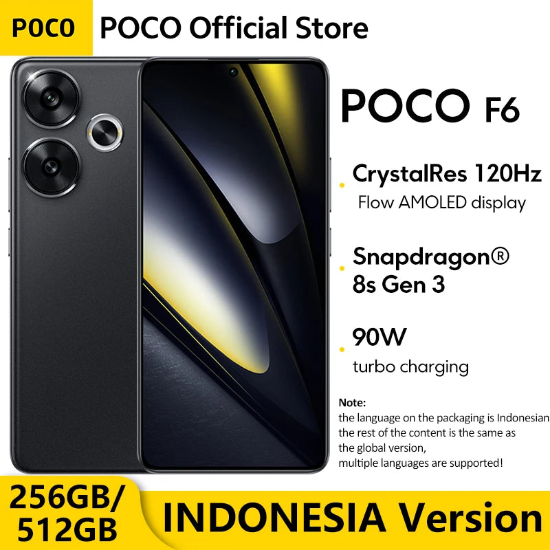 Global Version POCO F6 5G Smartphone Snapdragon®8s Gen 3 NFC 120Hz Flow AMOLED 90W Turbo Charging 5000mAh 50MP Camera NFC