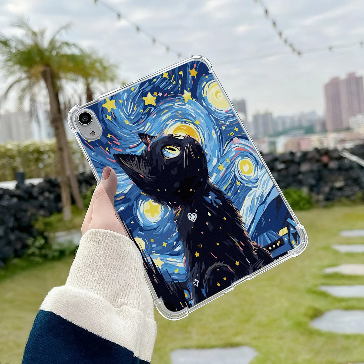 Clear Transparent Tablet Case for Apple iPad Pro 12.9 13 9.7 10.5 A16 11 10 9 8 Air 13 Mini 6 5 4 Cover Cute Artistic Cat Shell