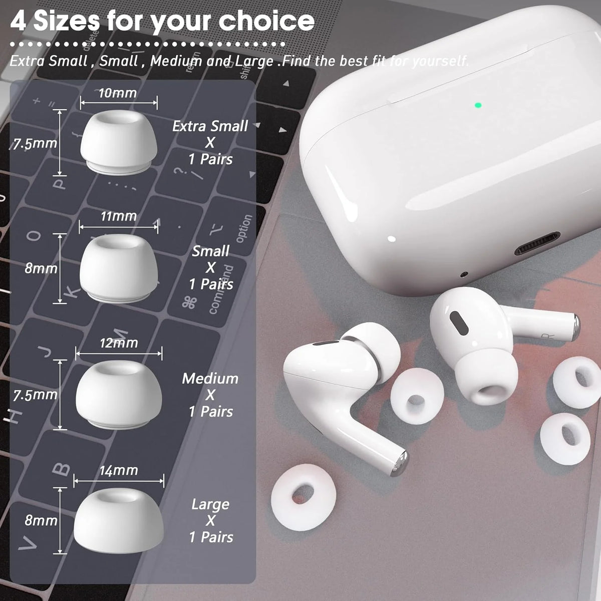 KUTOU 4 Pairs Liquid Silicone Ear Tips for Airpods Pro 1 2 Noise Reduction Pad Earplugs Boxed Ear Caps Comes with Cleaning Pen