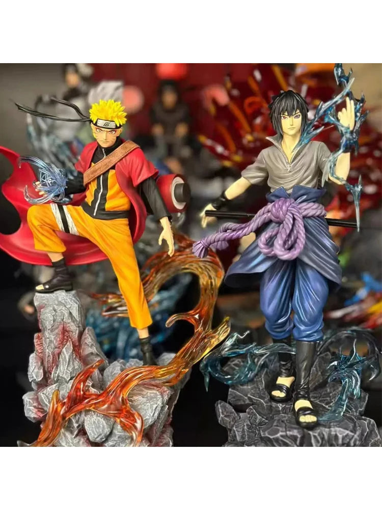 **23cm Naruto Anime Figure Uzumaki Naruto Uchiha Sasuke Action Model Pvc Statue Desktop Ornament Collection Toys Gift