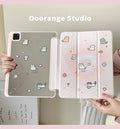 Korean Kawaii Cat Gradient Love Mirror Cover For iPad Pro 13 11th M5 M4 12.9 A16 10 8 7 9th 10th Air 11 M2 M3 Mini Tablet Case