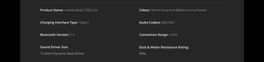realme Buds T200 Lite TWS Earphone 12.4mm Dynamic Bass Driver Up to 48 Hours of Playback AI Deep Noise Cancellation Bluetooth5.4