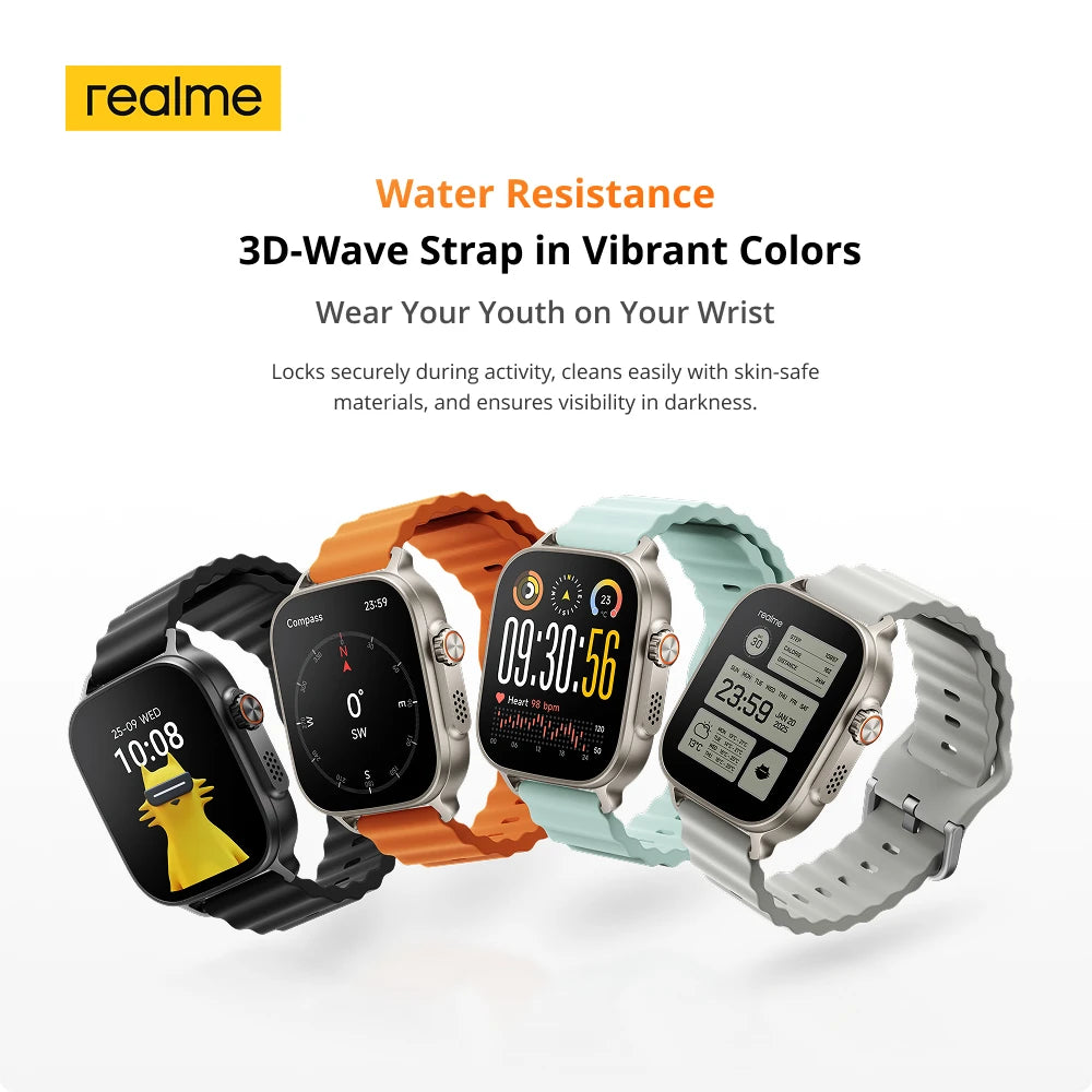 realme Watch 5 Smart Watch 1.97" 2D Flat AMOLED Display Compass & Independent GPS with 5 GNSS 14-day Battery Life NFC Card IP68