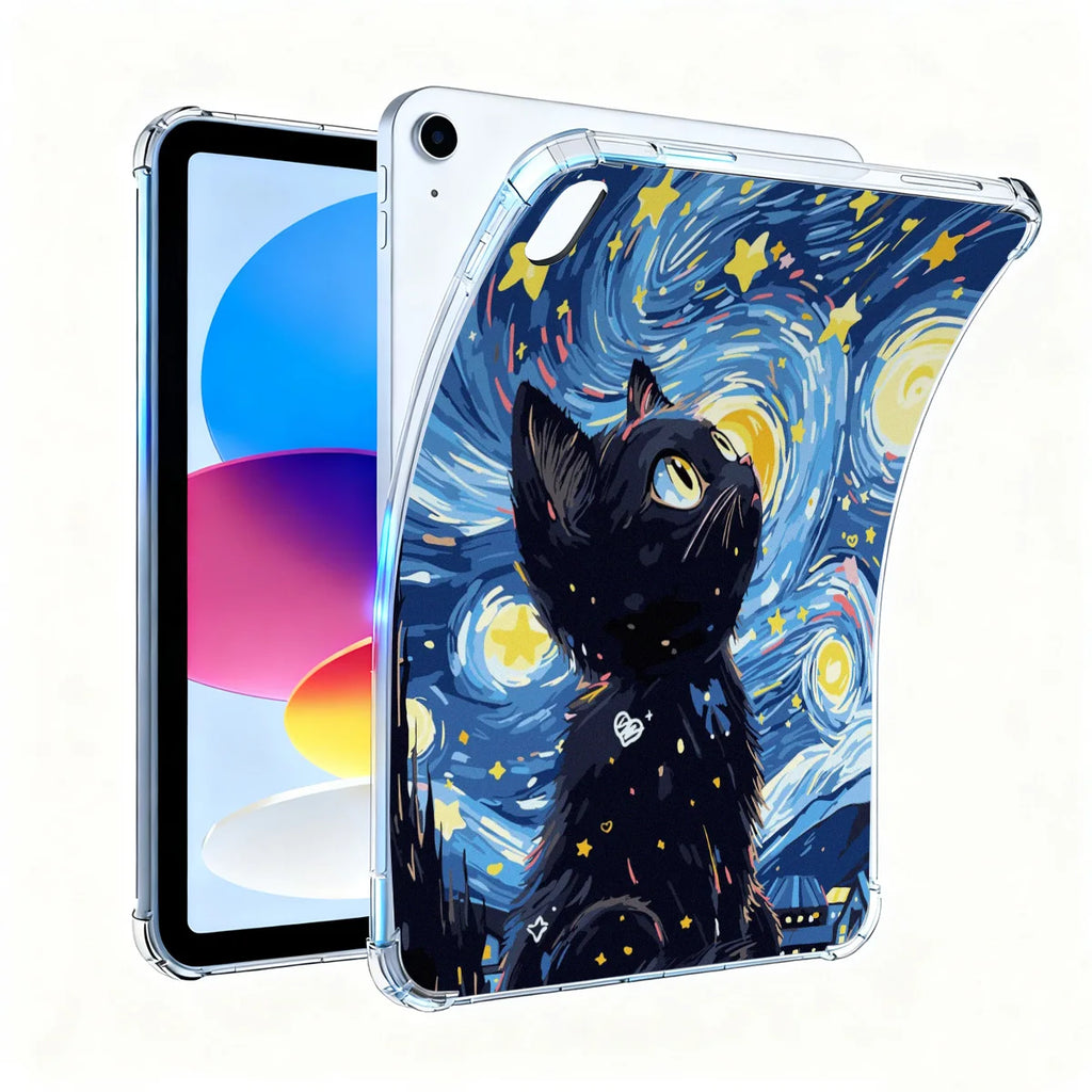 Clear Transparent Tablet Case for Apple iPad Pro 12.9 13 9.7 10.5 A16 11 10 9 8 Air 13 Mini 6 5 4 Cover Cute Artistic Cat Shell