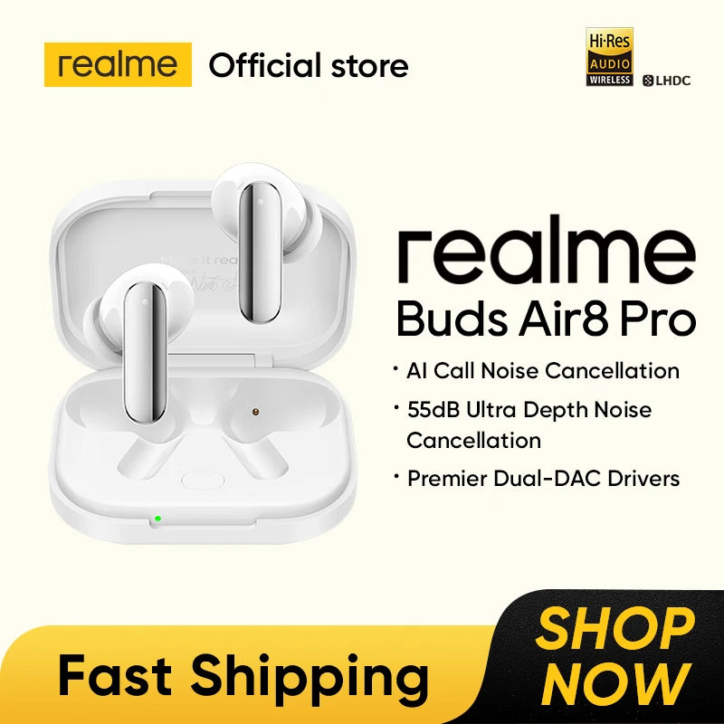 Global Version realme Buds Air8 Pro TWS Earphones AI Translation Gemini AI 11+6mm Dual-DAC Drivers