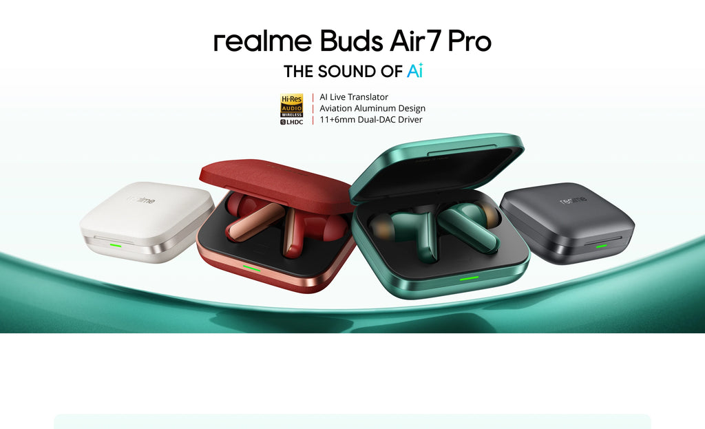 realme Buds Air 7 Pro TWS Earphone AI Live Translator 53dB Noise Cancellation 3D Spatial Effect 11+6mm Dual-dac Driver LHDC 5.0