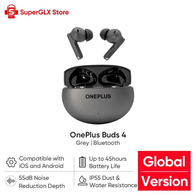 OnePlus Buds 4 Global Version True Wireless AI Call Noise cancelling Earphones 55dB Long Range IP55 Waterproof Portable Earbuds