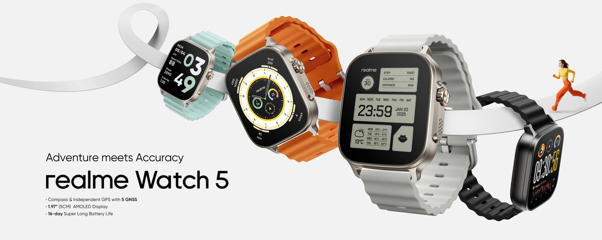 realme Watch 5 Smart Watch 1.97" 2D Flat AMOLED Display Compass & Independent GPS with 5 GNSS 14-day Battery Life NFC Card IP68