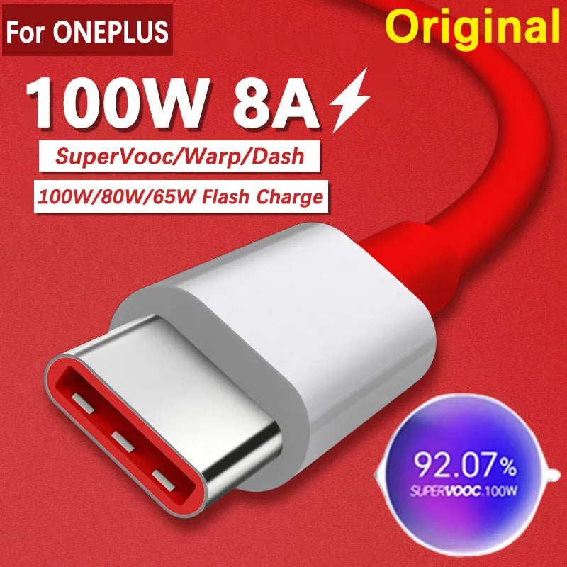 Original 100W 80W Supervooc Fast Charger Cable USB Type C 8A Warp Charge Cord For Oneplus 13 12 11R 10 Pro Ace 5 3 2 Nord 5 N30