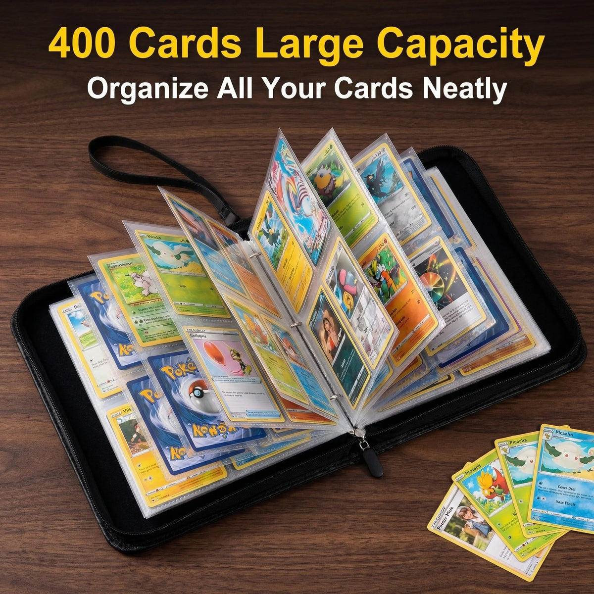 400pcs Anime Demon Slayer Zipper Card Album Book Collection Card Storage Folder Hold Tanjiro Game Cards Binder Holder Protector