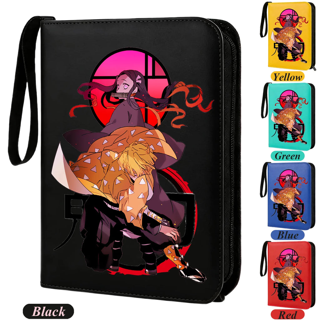 400pcs Anime Demon Slayer Zipper Card Album Book Collection Card Storage Folder Hold Tanjiro Game Cards Binder Holder Protector