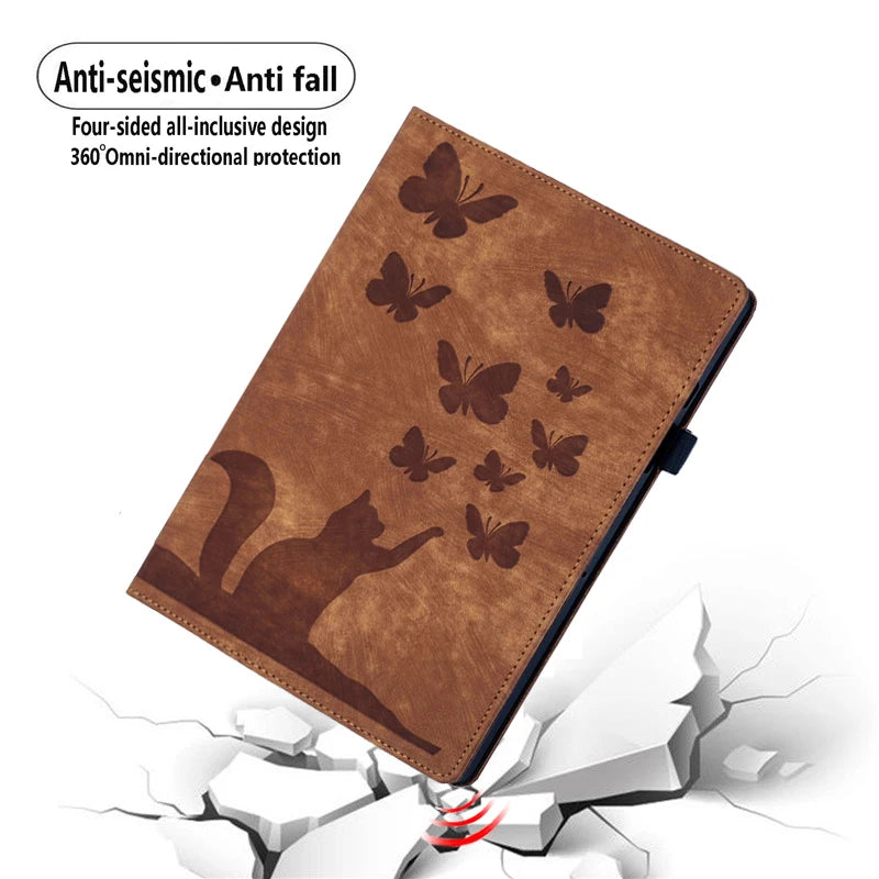 with Card Slot Butterfly Cat Tablet Case For iPad 2025 Pro Air MINI 10.2 10.9 11 12.9 13 inch 4 5 6 7 8 9 10th Generation Cover