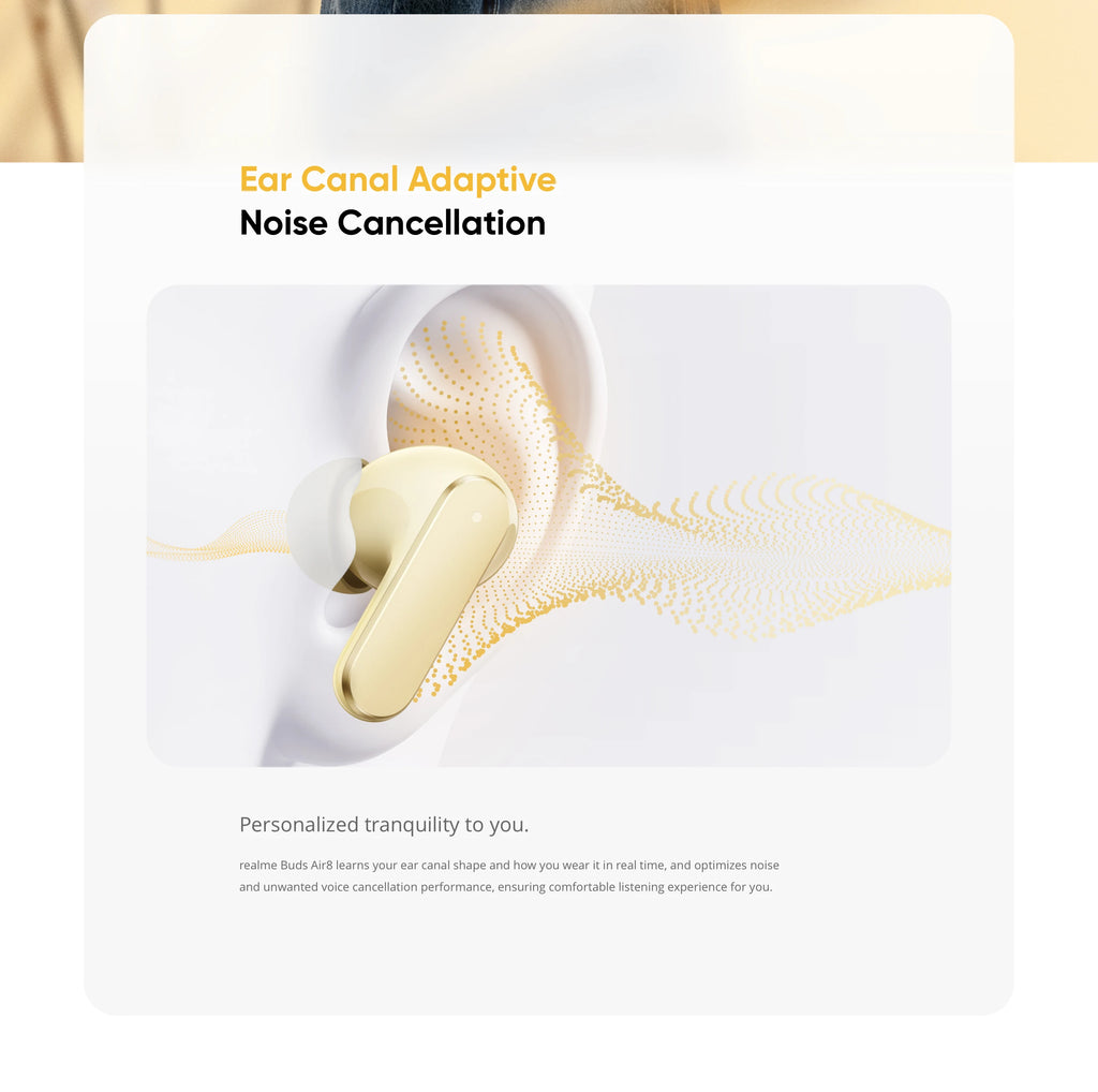 realme Buds Air8 TWS Earphone 11+6mm Premier Dual Drivers 55dB Noise Cancellation Up to 58 Hours of Playback IP55 Bluetooth 5.4