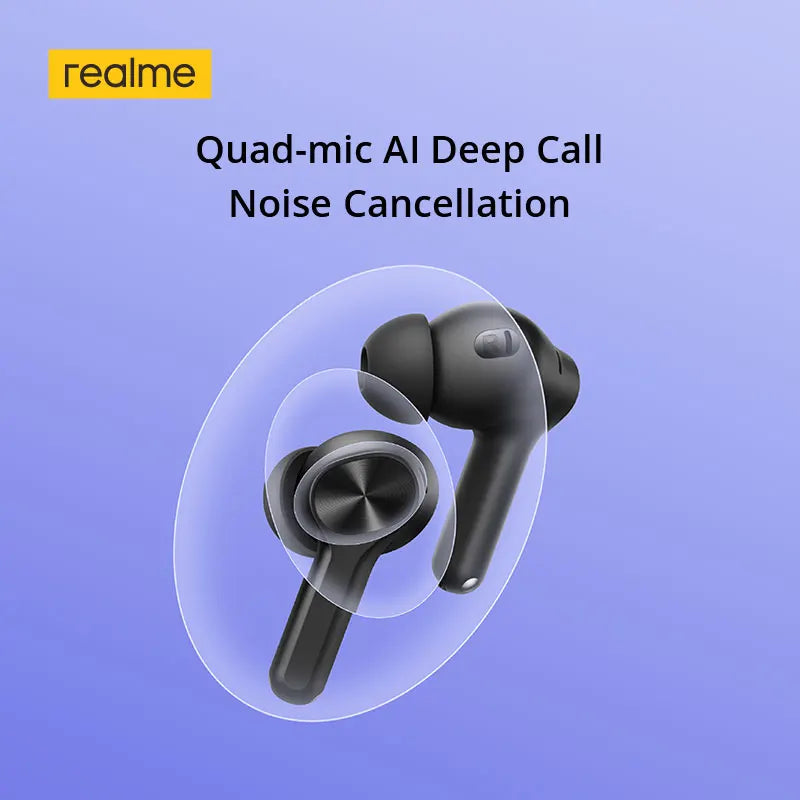 realme Buds T200 Lite TWS Earphone 12.4mm Dynamic Bass Driver Up to 48 Hours of Playback AI Deep Noise Cancellation Bluetooth5.4