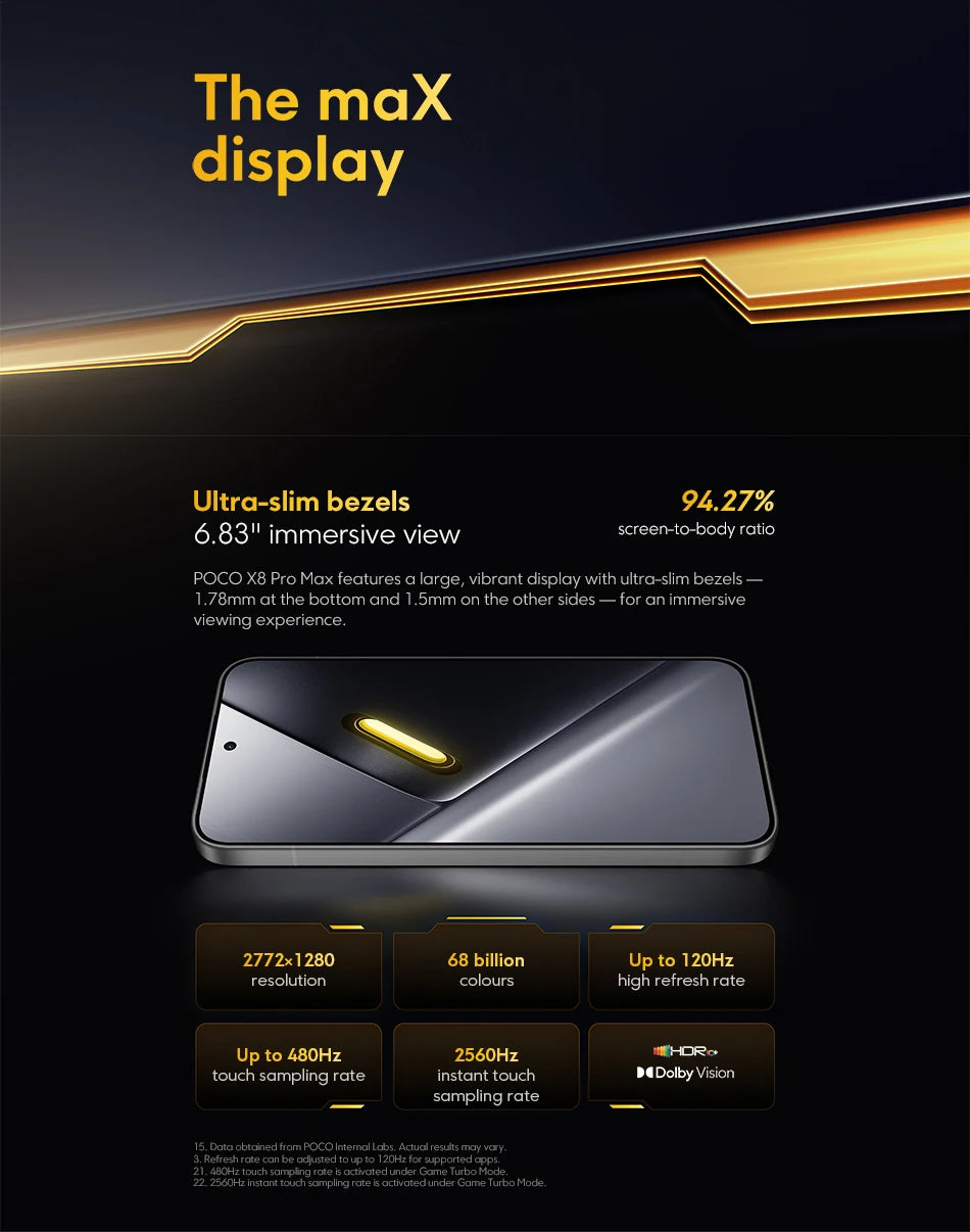 【World Premiere】Global Version  POCO X8 Pro Max 8500mAh Smartphone Dimensity 9500s 6.83'' 1.5K 120Hz Ultra-Bright AMOLED Display